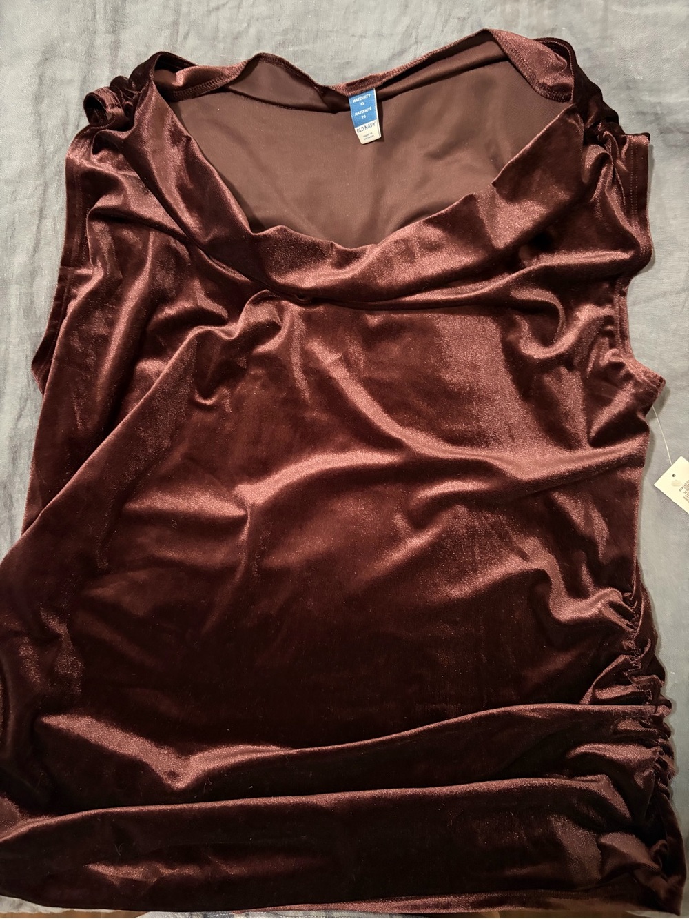 Women's Velvet Cowl Neck Tank Top - Burgundy